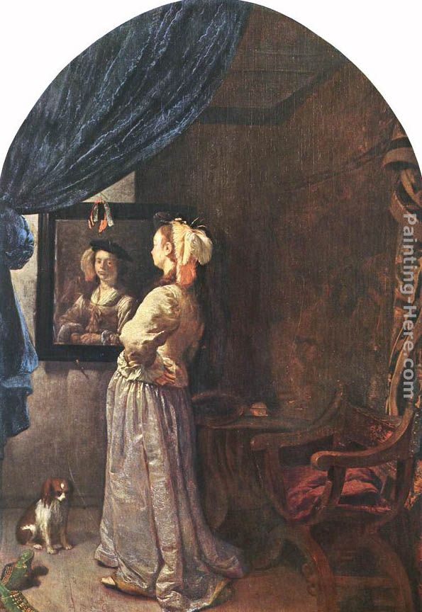 Woman before the mirror painting - Frans van Mieris Woman before the mirror art painting
